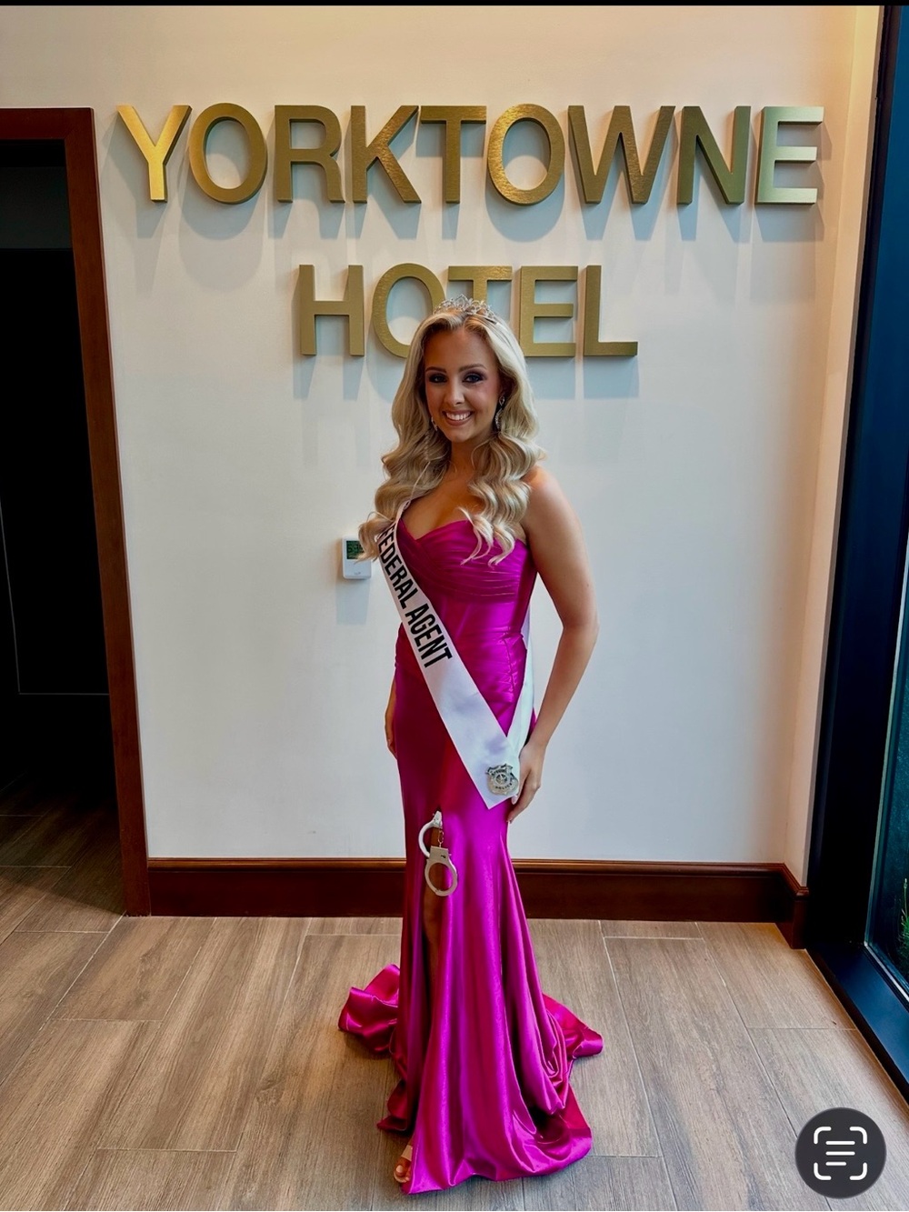 Hot Pink Satin Strapless Mermaid Gown